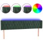 vidaXL Testiera a LED Verde Scuro 183x16x78/88 cm in Velluto