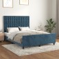 vidaXL Giroletto con Testiera Blu Scuro 140x190 cm in Velluto vidaXL Giroletto con Testiera Blu Scuro 140x190 cm in Velluto