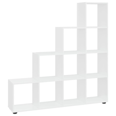 Libreria a Scala Bianco Lucido 142 cm in Legno Multistrato
