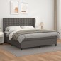 vidaXL Giroletto a Molle con Materasso Grigio 160x200 cm in Similpelle
