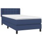 vidaXL Giroletto a Molle con Materasso Blu 90x190 cm in Tessuto