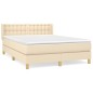 vidaXL Giroletto a Molle con Materasso Crema 140x200 cm in Tessuto