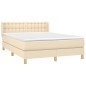 vidaXL Giroletto a Molle con Materasso Crema 140x200 cm in Tessuto