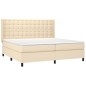 vidaXL Giroletto a Molle con Materasso Crema 200x200 cm in Tessuto