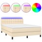 vidaXL Letto a Molle con Materasso e LED Crema 140x190 cm in Tessuto vidaXL Letto a Molle con Materasso e LED Crema 140x190 cm in Tessuto