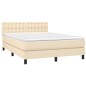 vidaXL Letto a Molle con Materasso e LED Crema 140x190 cm in Tessuto vidaXL Letto a Molle con Materasso e LED Crema 140x190 cm in Tessuto