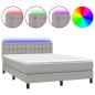 vidaXL Letto a Molle Materasso e LED Grigio Chiaro 140x190 cm Tessuto vidaXL Letto a Molle Materasso e LED Grigio Chiaro 140x190 cm Tessuto