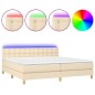 vidaXL Letto a Molle Materasso e LED bianco 200x200cm in Tessuto vidaXL Letto a Molle Materasso e LED bianco 200x200cm in Tessuto