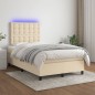 vidaXL Letto a Molle con Materasso e LED Crema 120x200cm in Tessuto vidaXL Letto a Molle con Materasso e LED Crema 120x200cm in Tessuto