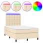 vidaXL Letto a Molle con Materasso e LED Crema 120x200cm in Tessuto vidaXL Letto a Molle con Materasso e LED Crema 120x200cm in Tessuto