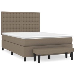 vidaXL Giroletto a Molle con Materasso Tortora 140x190 cm in Tessuto