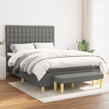 vidaXL Giroletto a Molle con Materasso Grigio Scuro 140x200cm Tessuto