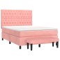 vidaXL Giroletto a Molle con Materasso Rosa 140x190 cm in Velluto