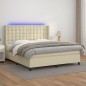 vidaXL Giroletto a Molle con Materasso e LED Crema 160x200 cm vidaXL Giroletto a Molle con Materasso e LED Crema 160x200 cm