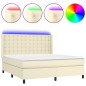vidaXL Giroletto a Molle con Materasso e LED Crema 160x200 cm vidaXL Giroletto a Molle con Materasso e LED Crema 160x200 cm