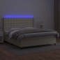 vidaXL Giroletto a Molle con Materasso e LED Crema 160x200 cm vidaXL Giroletto a Molle con Materasso e LED Crema 160x200 cm