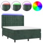 vidaXL Letto a Molle con Materasso e LED Verde Scuro 140x200cm Velluto vidaXL Letto a Molle con Materasso e LED Verde Scuro 140x200cm Velluto