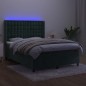 vidaXL Letto a Molle con Materasso e LED Verde Scuro 140x200cm Velluto vidaXL Letto a Molle con Materasso e LED Verde Scuro 140x200cm Velluto