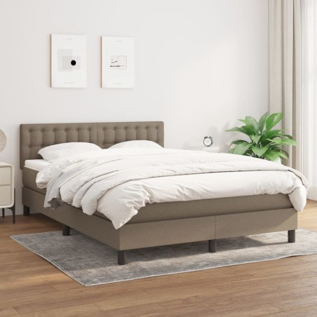 vidaXL Giroletto a Molle con Materasso Tortora 140x190 cm in Tessuto