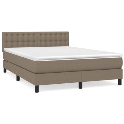 vidaXL Giroletto a Molle con Materasso Tortora 140x190 cm in Tessuto