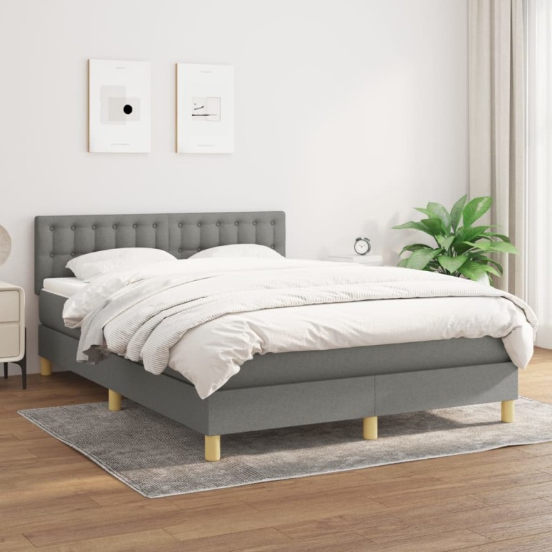 vidaXL Giroletto a Molle con Materasso Grigio Scuro 140x190 cm Tessuto