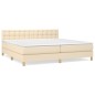 vidaXL Giroletto a Molle con Materasso Crema 200x200 cm in Tessuto