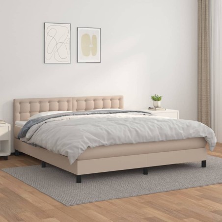 vidaXL Giroletto a Molle con Materasso Cappuccino 160x200cm Similpelle