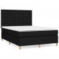 vidaXL Giroletto a Molle con Materasso Nero 140x200 cm in Tessuto
