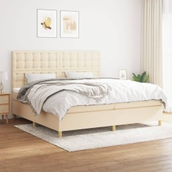 vidaXL Giroletto a Molle con Materasso Crema 200x200 cm in Tessuto