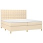 vidaXL Giroletto a Molle con Materasso Crema 200x200 cm in Tessuto