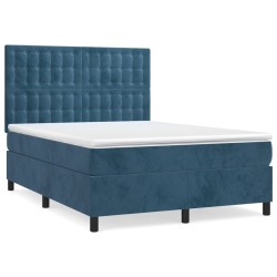 vidaXL Giroletto a Molle con Materasso Blu Scuro 140x190 cm in Velluto