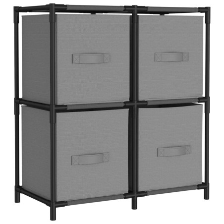 vidaXL Armadietto con 4 Cesti in Tessuto Grigio 63x30x71 cm Acciaio