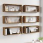 vidaXL Mensole Cubo Parete 6 pz Rovere Fumo 60x15x23 Legno Multistrato