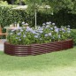 vidaXL Letto Giardino Acciaio Verniciato Polvere 296x140x36 cm Marrone vidaXL Letto Giardino Acciaio Verniciato Polvere 296x140x36 cm Marrone