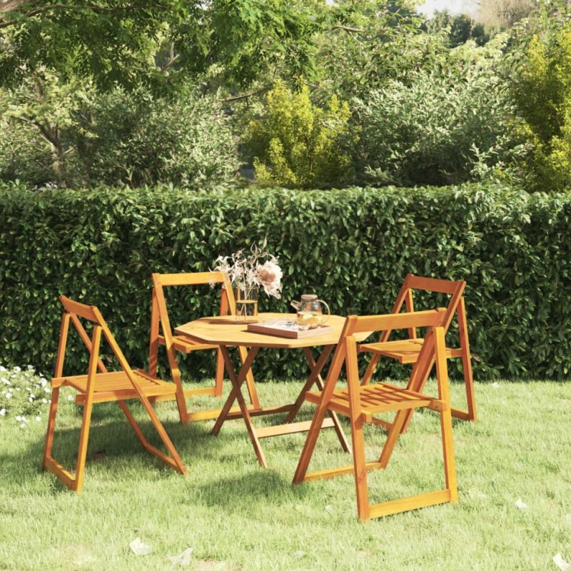 vidaXL Sedie da Giardino Pieghevoli 4 pz in Legno Massello di Acacia vidaXL Sedie da Giardino Pieghevoli 4 pz in Legno Massello di Acacia