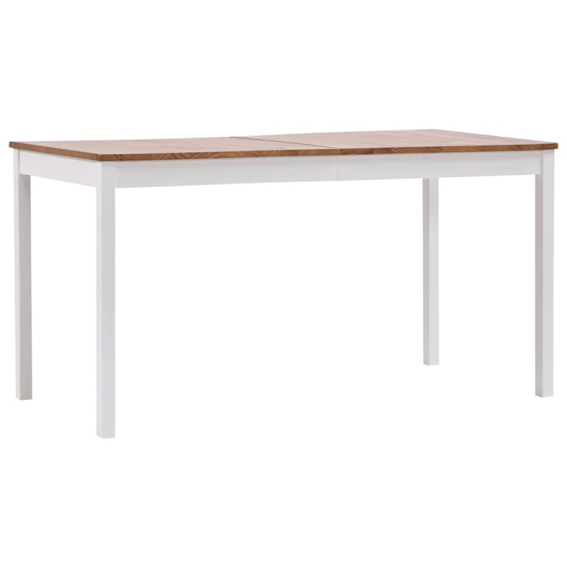 vidaXL Tavolo da Pranzo Bianco e Marrone 140x70x73 cm in Legno di Pino vidaXL Tavolo da Pranzo Bianco e Marrone 140x70x73 cm in Legno di Pino