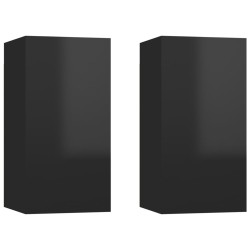 vidaXL Mobili Porta TV 2pz Nero Lucido 30,5x30x60 cm Legno Multistrato