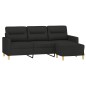 vidaXL Divano a 3 Posti con Poggiapiedi Nero 180 cm in Tessuto vidaXL Divano a 3 Posti con Poggiapiedi Nero 180 cm in Tessuto
