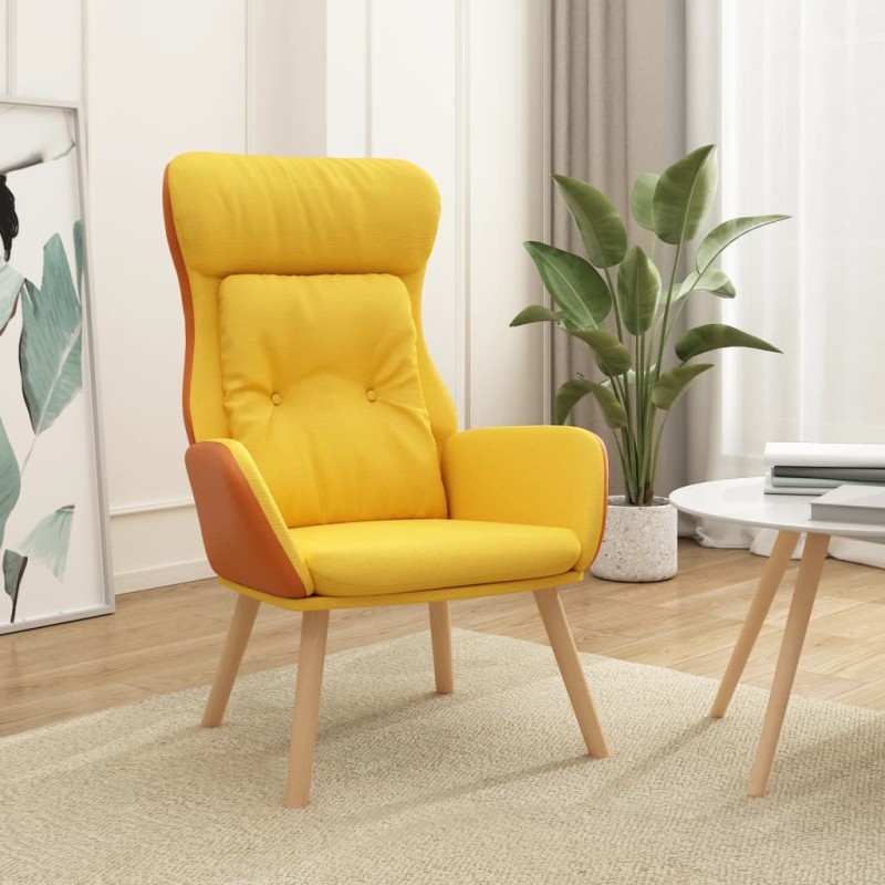 vidaXL Poltrona Rilassante Giallo Senape in Tessuto e PVC vidaXL Poltrona Rilassante Giallo Senape in Tessuto e PVC
