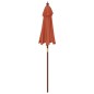 vidaXL Ombrellone da Giardino con Palo in Legno Terracotta 196x231 cm vidaXL Ombrellone da Giardino con Palo in Legno Terracotta 196x231 cm