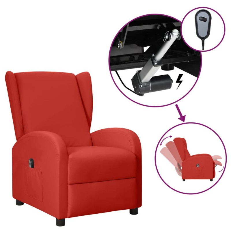 vidaXL Poltrona Wing Back Elettrica Reclinabile Rosso Vino Similpelle