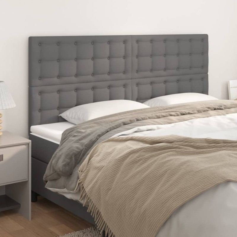 vidaXL Testiera 4 pz Grigio 80x5x78/88 cm in Similpelle vidaXL Testiera 4 pz Grigio 80x5x78/88 cm in Similpelle