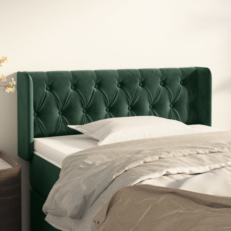vidaXL Testiera ad Orecchio Verde Scuro 93x16x78/88 cm in Velluto vidaXL Testiera ad Orecchio Verde Scuro 93x16x78/88 cm in Velluto