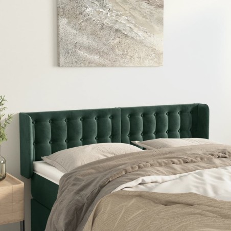 vidaXL Testiera ad Orecchio Verde Scuro 147x16x78/88 cm in Velluto