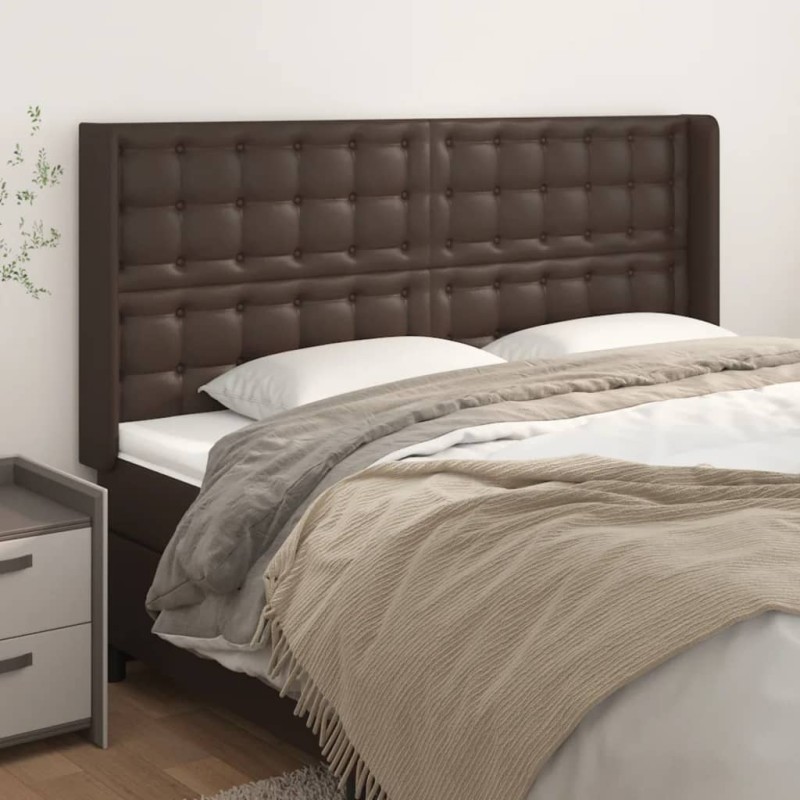 vidaXL Testiera ad Orecchio Marrone 163x16x118/128 cm in Similpelle vidaXL Testiera ad Orecchio Marrone 163x16x118/128 cm in Similpelle