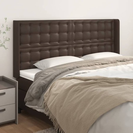 vidaXL Testiera ad Orecchio Marrone 163x16x118/128 cm in Similpelle