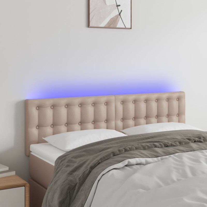 vidaXL Testiera Cappuccino a LED 144x5x78/88 cm in Similpelle vidaXL Testiera Cappuccino a LED 144x5x78/88 cm in Similpelle