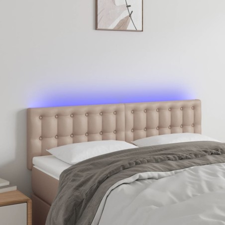 vidaXL Testiera Cappuccino a LED 144x5x78/88 cm in Similpelle