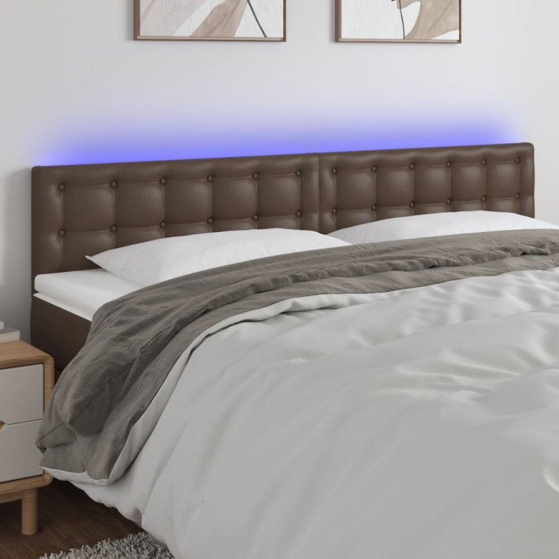 vidaXL Testiera Marrone a LED 160x5x78/88 cm in Similpelle vidaXL Testiera Marrone a LED 160x5x78/88 cm in Similpelle
