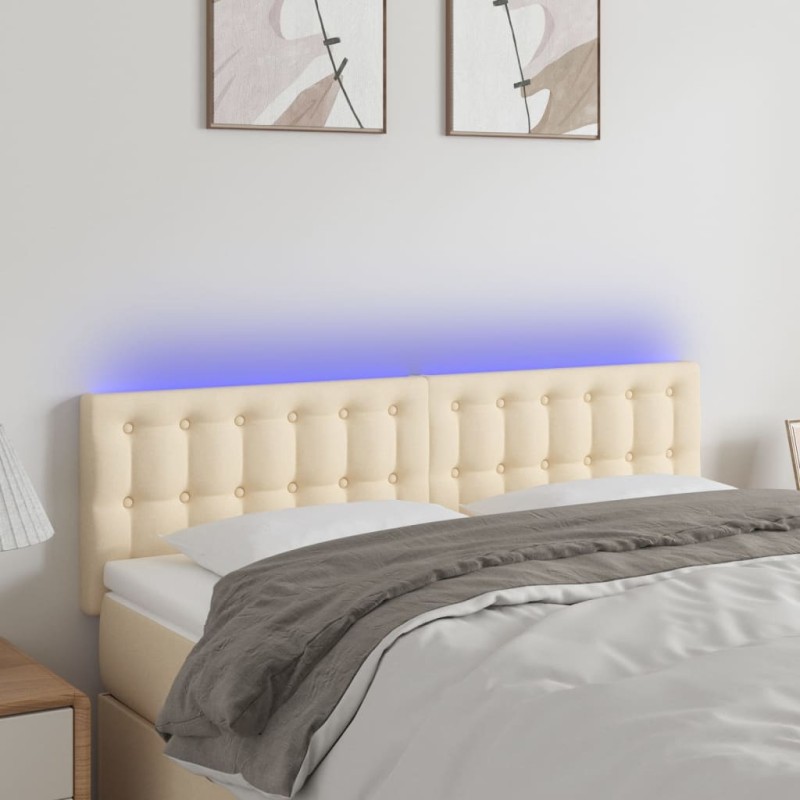 vidaXL Testiera a LED Crema 144x5x78/88 cm in Tessuto